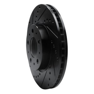 Volvo C70 Brake Rotor (1) - Front Left - R1 Concepts - Drilled & Slotted - Black - `95-`04